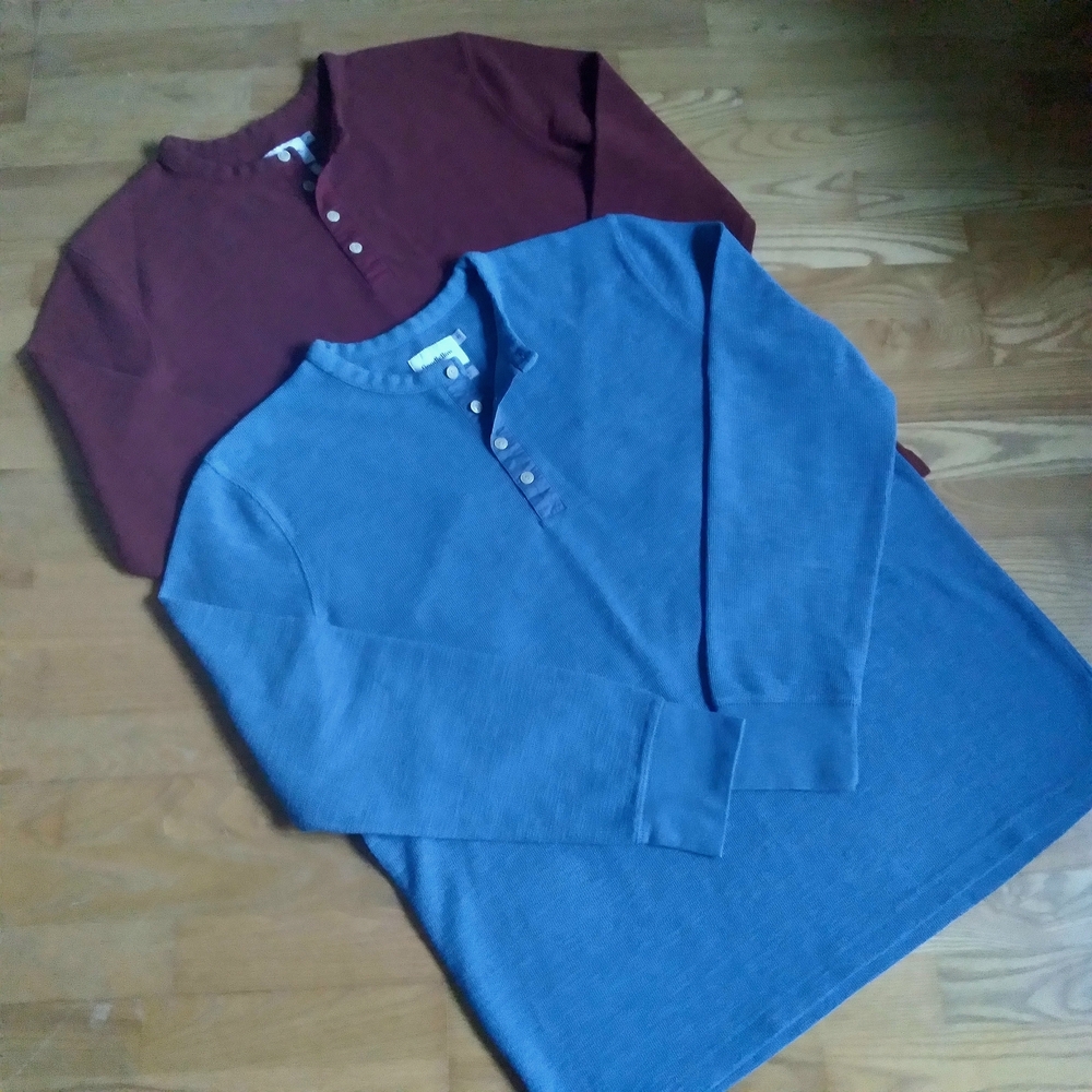 2 Goodfellow & Co‎ Men's Henley Shirts - Blue and Maroon Gorpcore Cabin